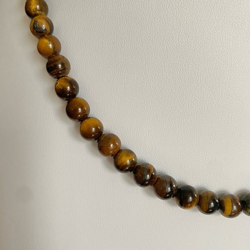 Vintage Tiger Eye Necklace Single Strand 8mm Round Beads Gemstone 19” Length - Picture 4 of 7